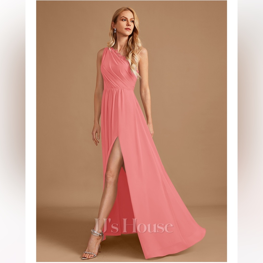 JJ’s House One Shoulder Floor Length Bridesmaid Dress/Size 8/Watermelon
